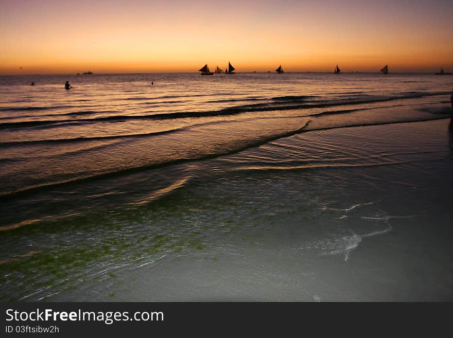 Boracay sunset. Philippines island. relax. Boracay sunset. Philippines island. relax