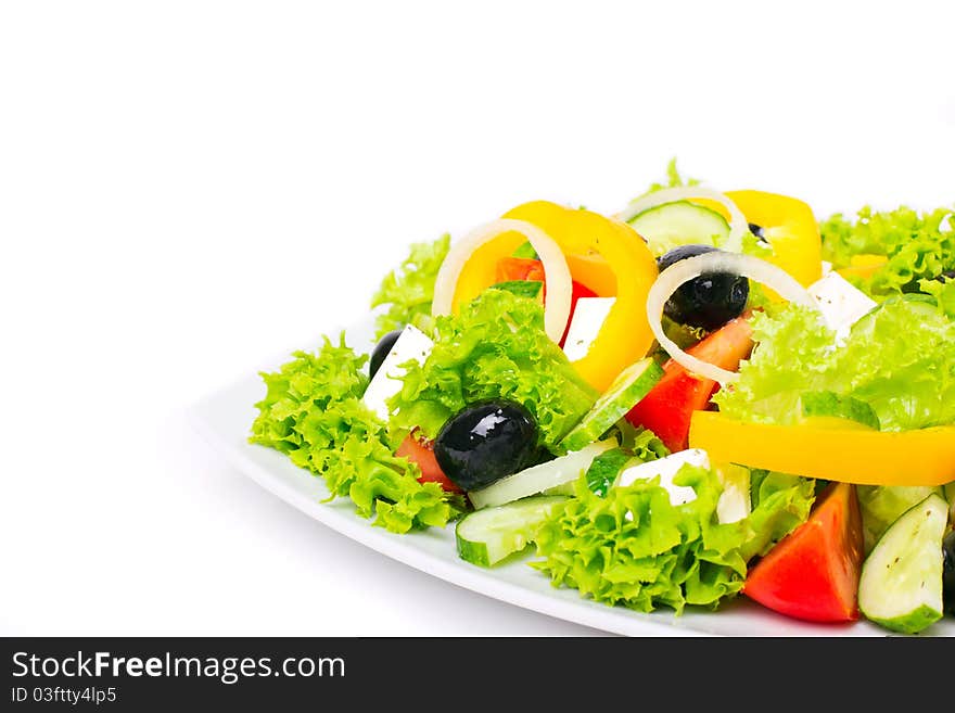 Single wholesome salad isolated on the white