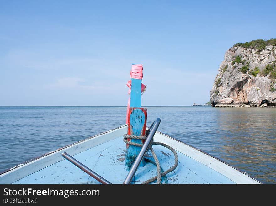 Boats are traveling at sea. Bow is on the front page refers to the sea.