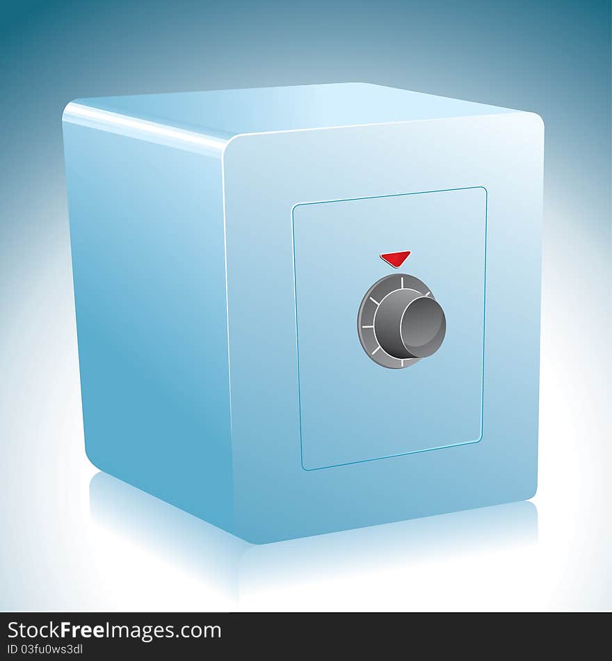 Blue metal safe box. Object and background can easily be separated.