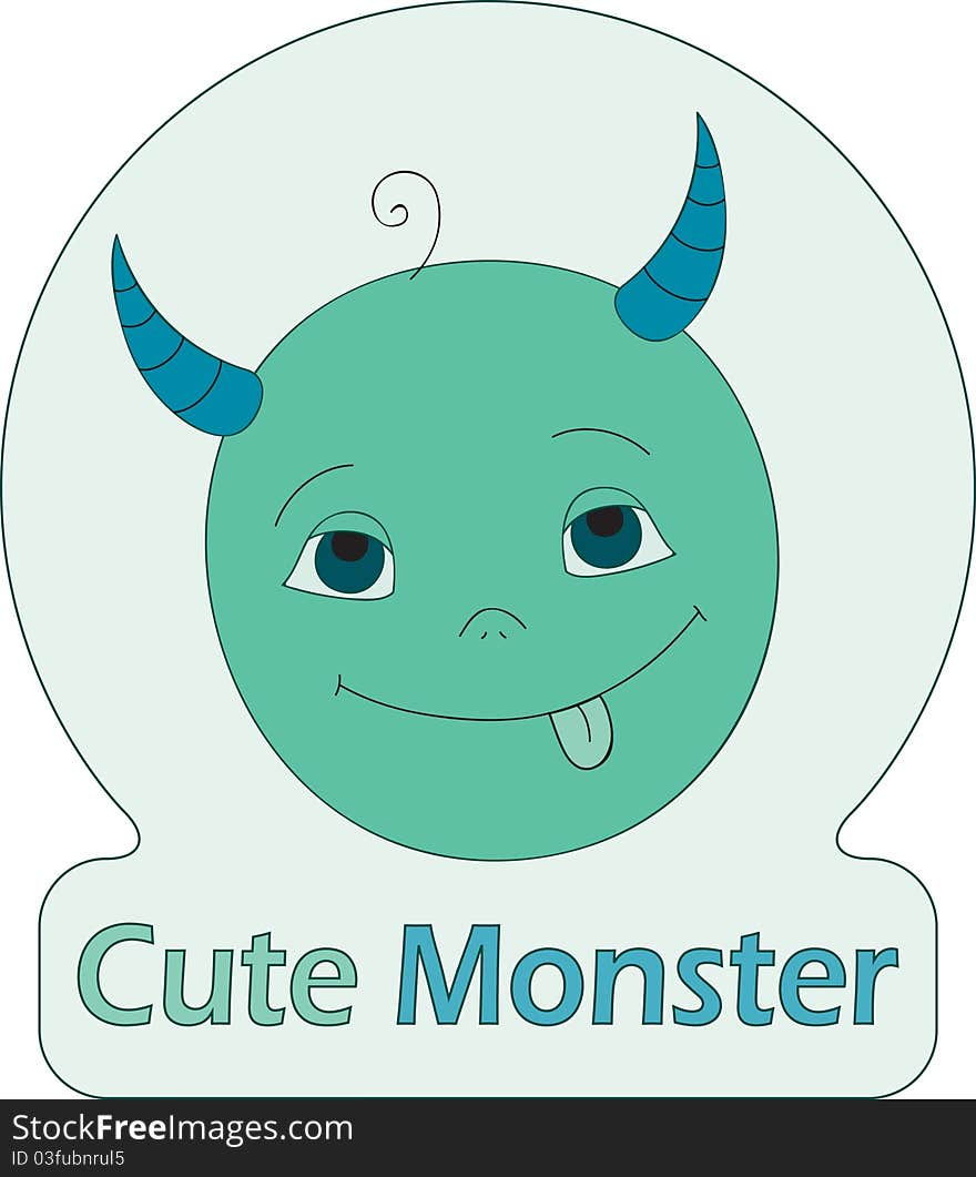 Cute Monster. Creative symbol with text