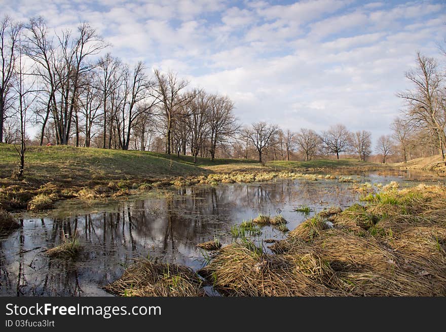 Spring flooding of small rivers. Spring flooding of small rivers