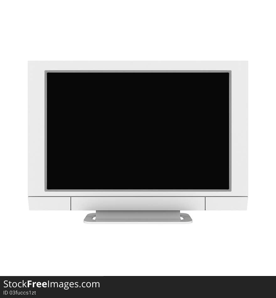 Widescreen tv with a white case. 3d rendering