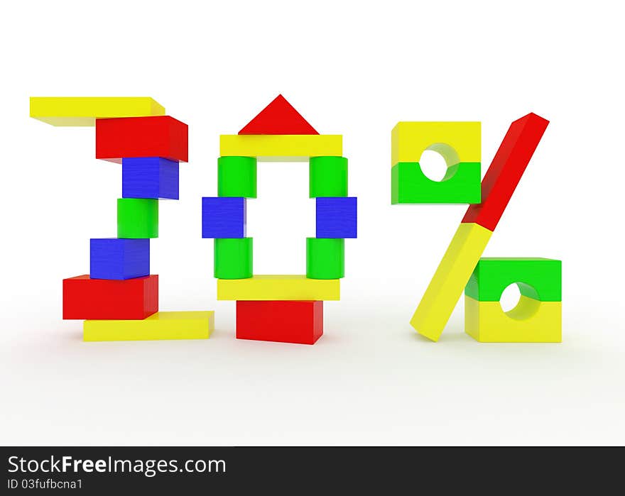 Figures twenty percent, constructed from children's toy wooden blocks