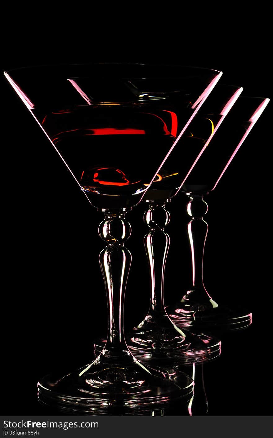 Three Martini Glasses