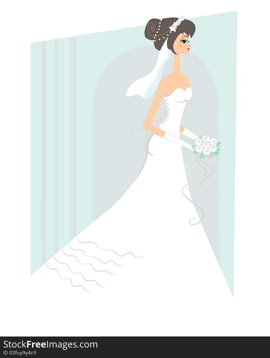 Happy bride in the white wedding dress. Happy bride in the white wedding dress