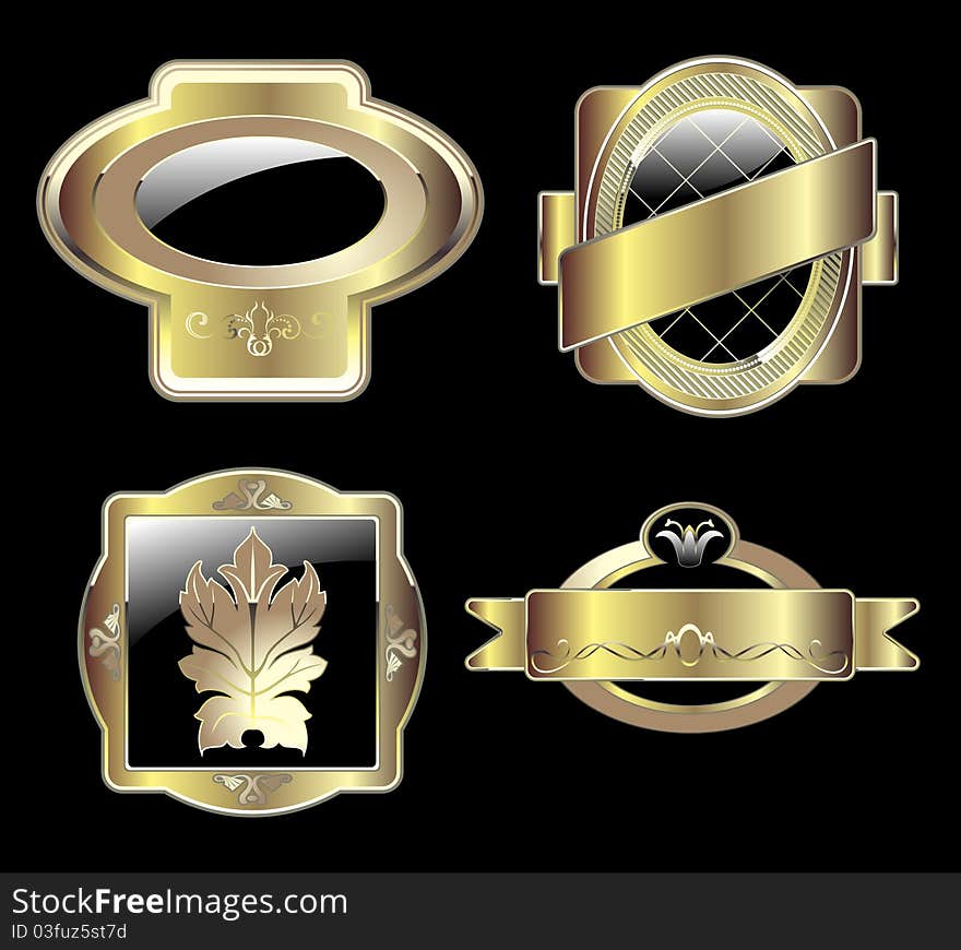Gold frames decorative label illustration