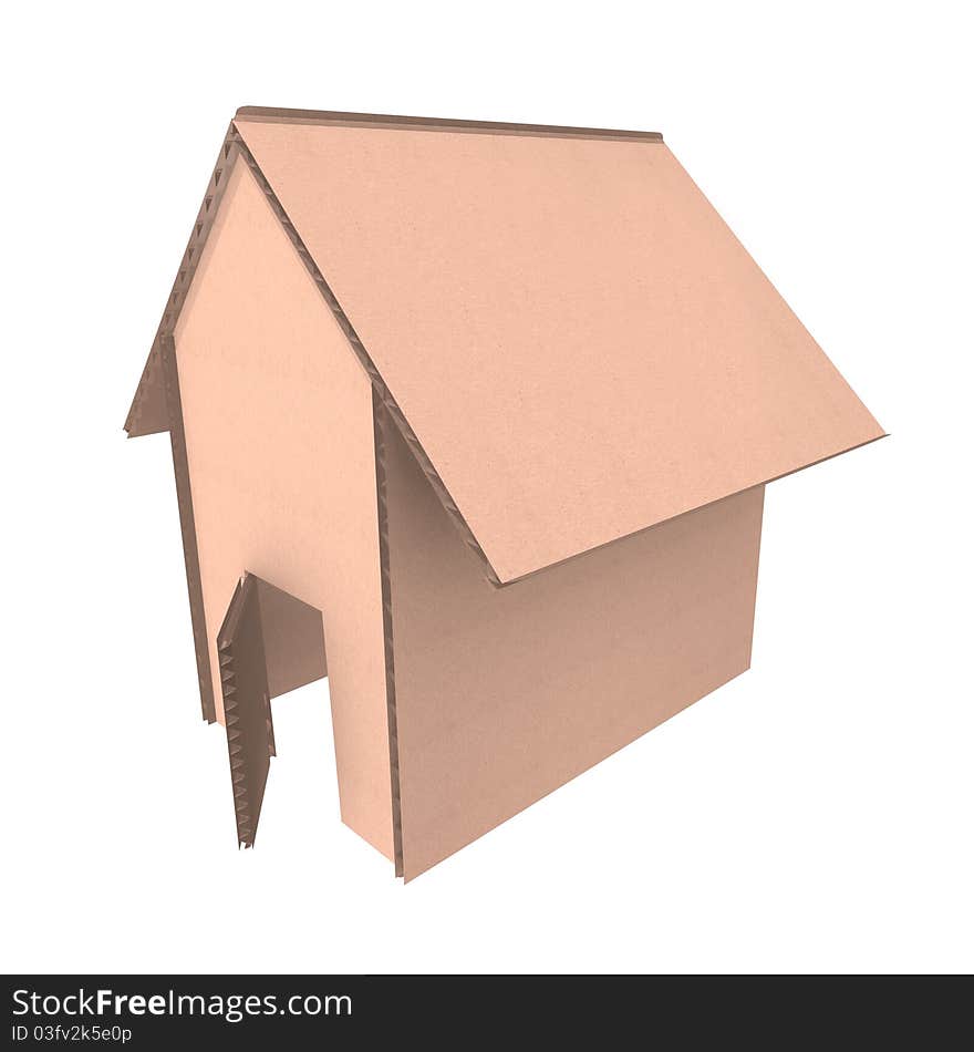 A cardboard house. Isolated on white background.