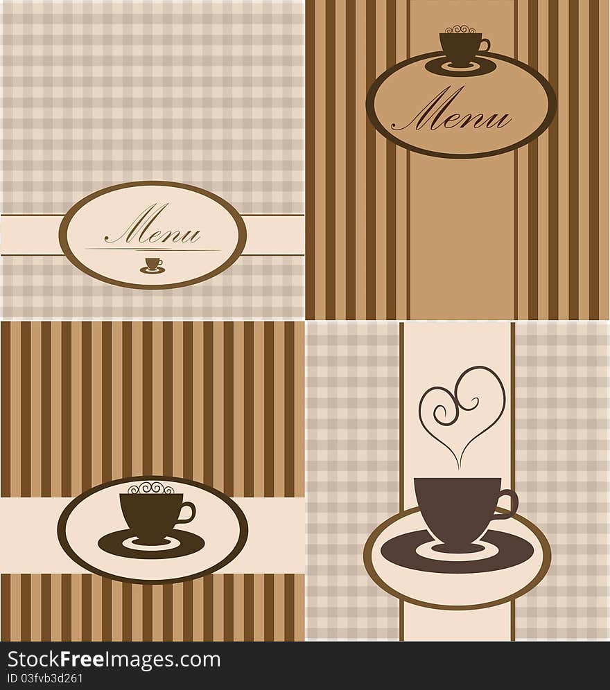 Set of backgrounds  for menu template with coffee icon. Set of backgrounds  for menu template with coffee icon