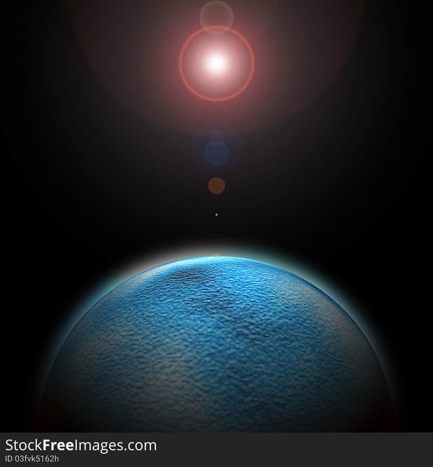 Planet earth with sunrise in space. Planet earth with sunrise in space