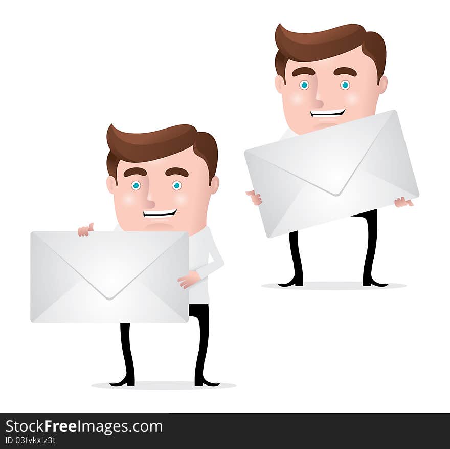 Two businessman holding large envelopes. Two businessman holding large envelopes