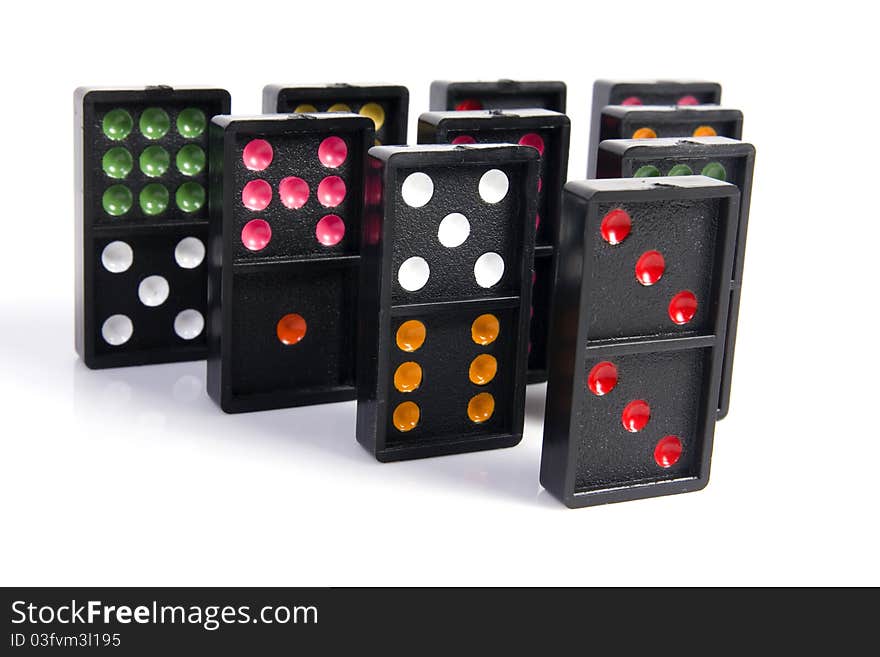 Domino Pyramid On White Background