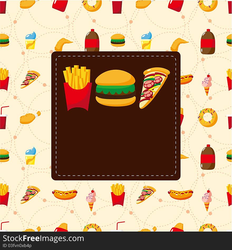 Cartoon fast food card, drawing