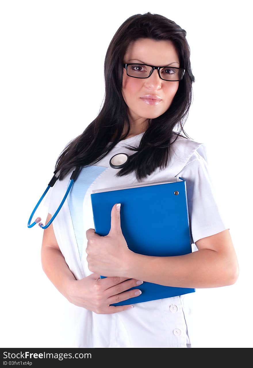 Photo of a pretty nurse, studio shot