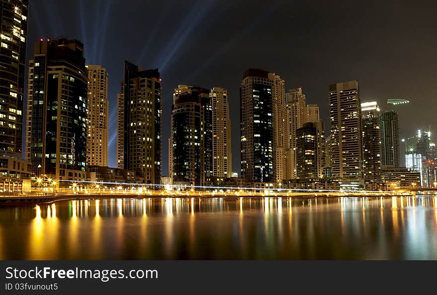 Dubai district at the night. Dubai district at the night