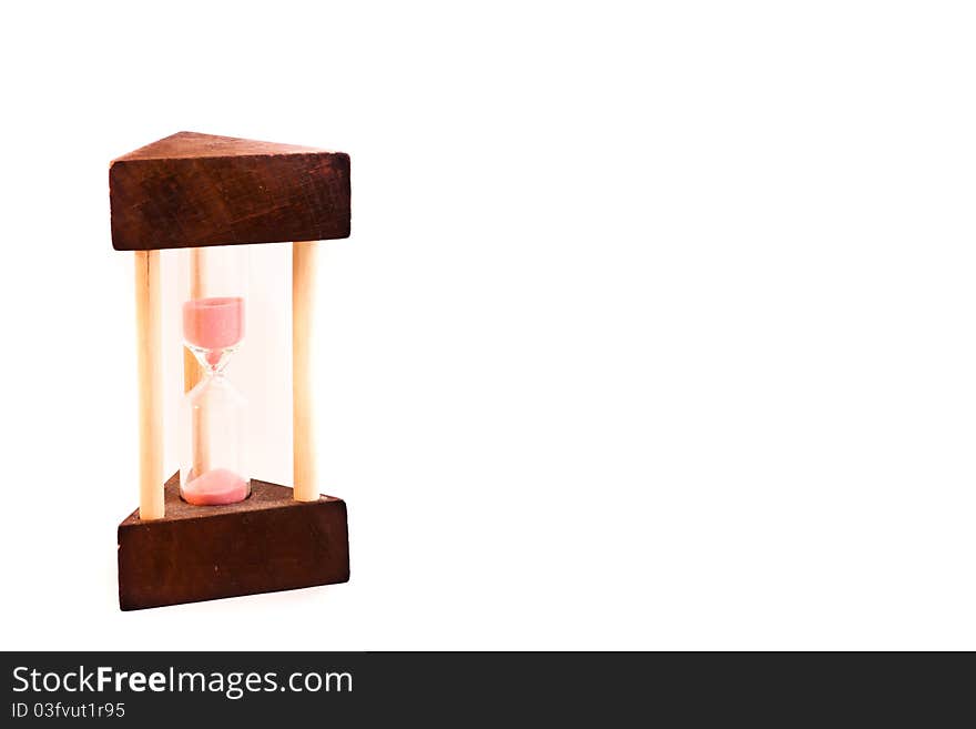 Hourglass with copyspace. Structure made of wood.