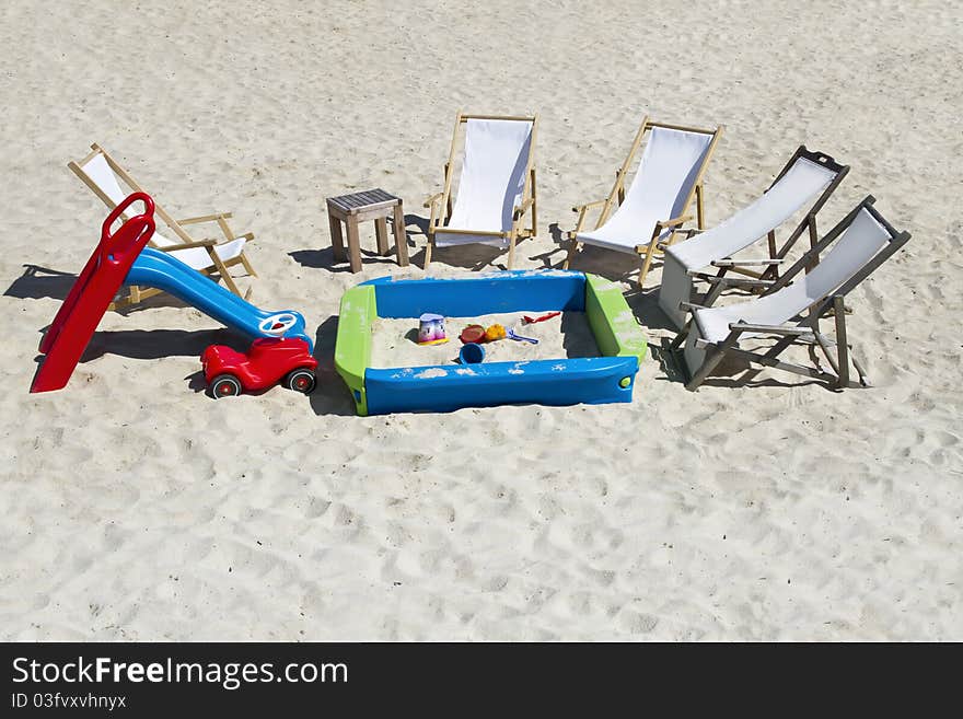 Abandoned children's playground at the beach. Abandoned children's playground at the beach