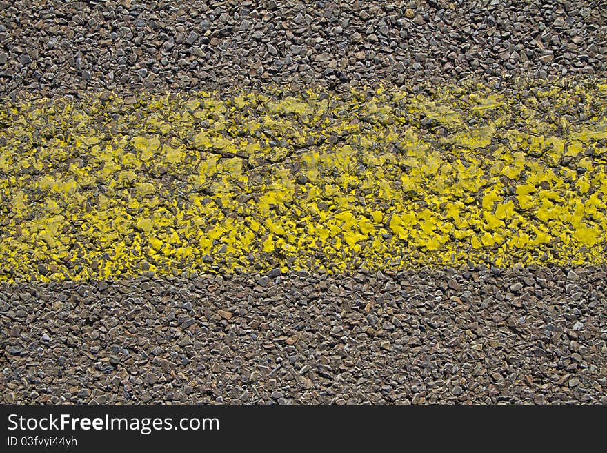 Yellow guideline on airport surface. Yellow guideline on airport surface