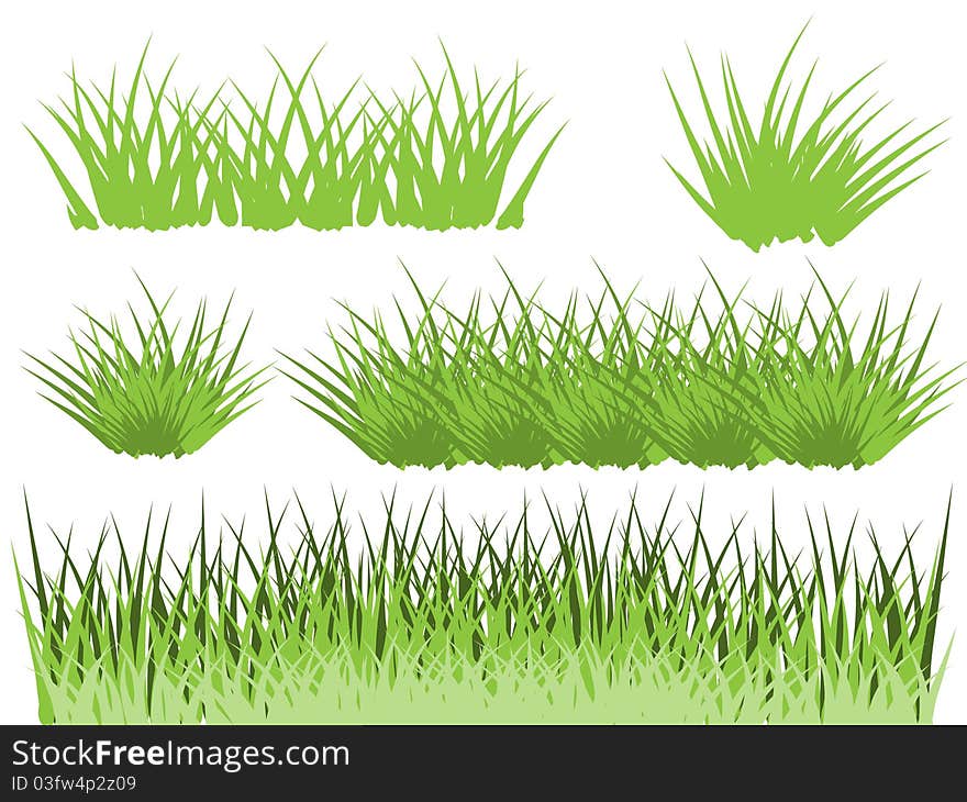 Green grass borders isolated on white background. Green grass borders isolated on white background