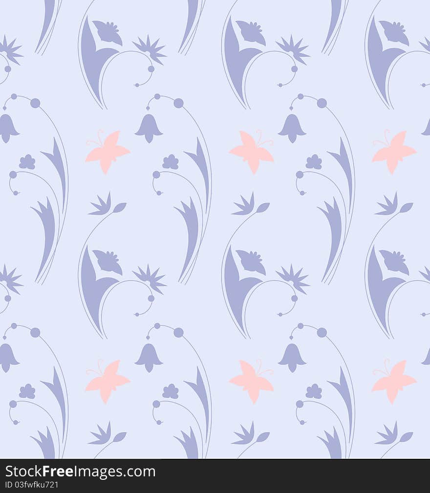 Vector seamless background with stylized floral pattern. Vector seamless background with stylized floral pattern.