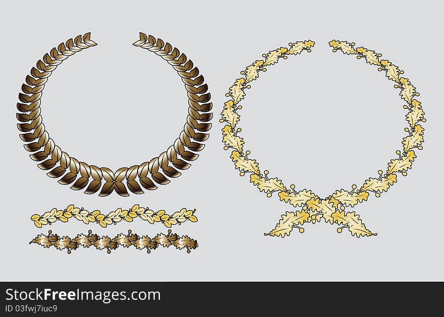 Vector decorative gold wreath of leaves