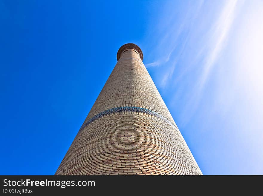 Minaret of Mosque Hazrati Imom in Tashkent. Minaret of Mosque Hazrati Imom in Tashkent