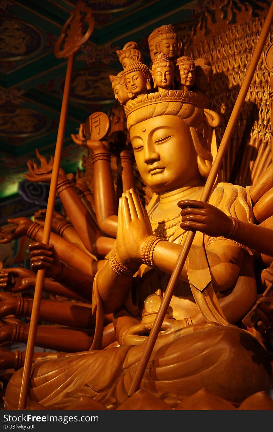 Golden Wood Statue in thailand