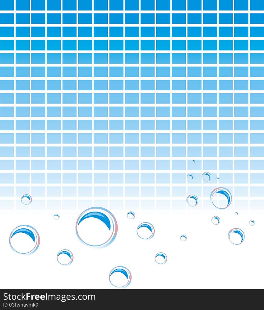 Soap bubbles on the mosaic background. Illustration