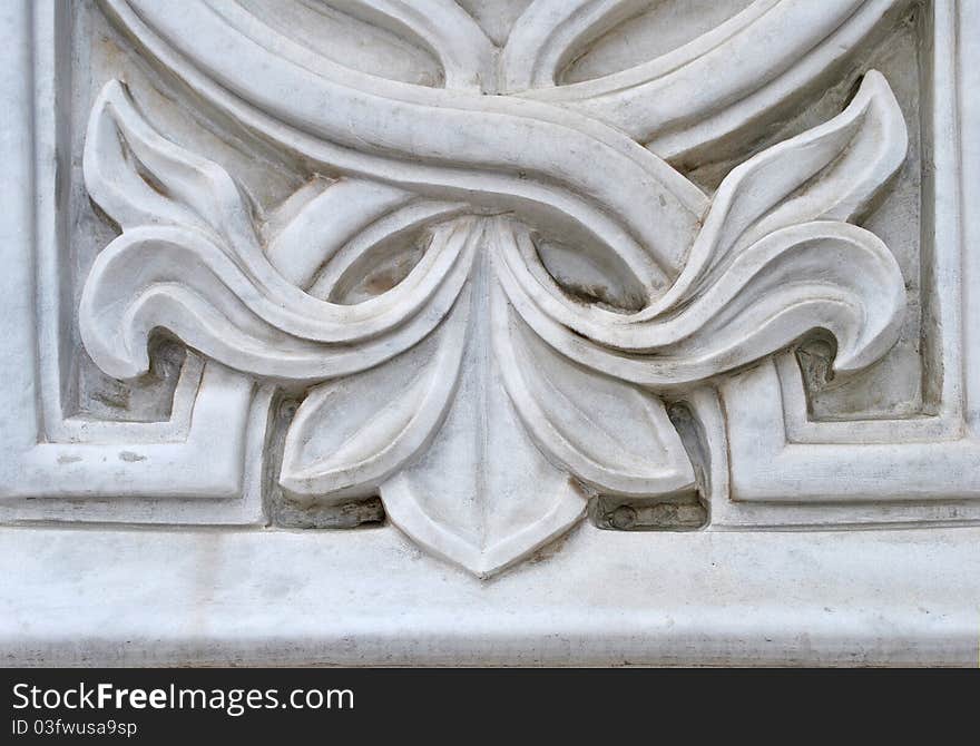 Architectural marble decoration in the form of leaves. Architectural marble decoration in the form of leaves