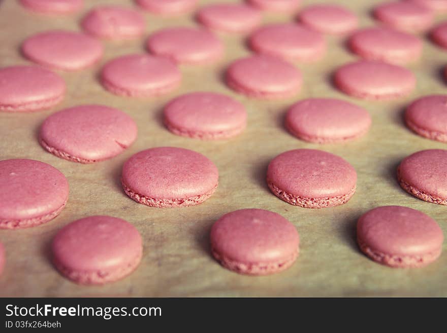 Homemade french macaroons before putting into heat