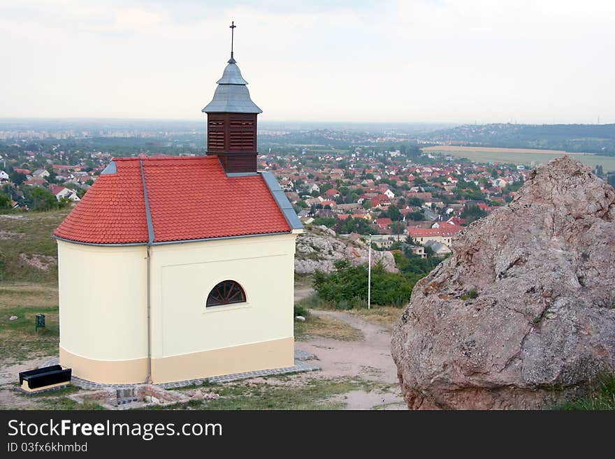 Chapel above the city in Budaörs, Hungary.