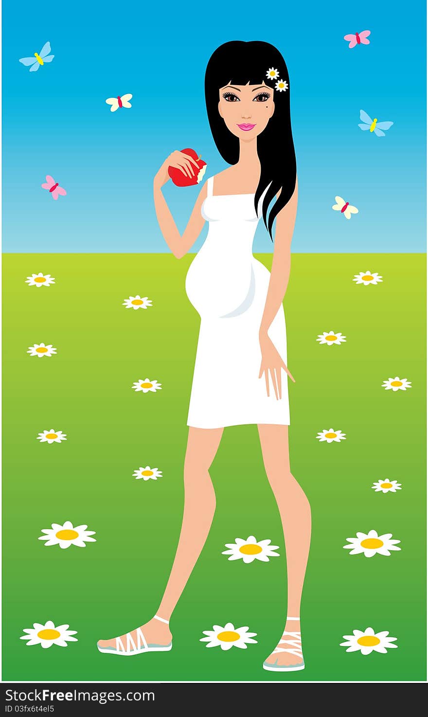 Pregnant Woman Eats An Apple