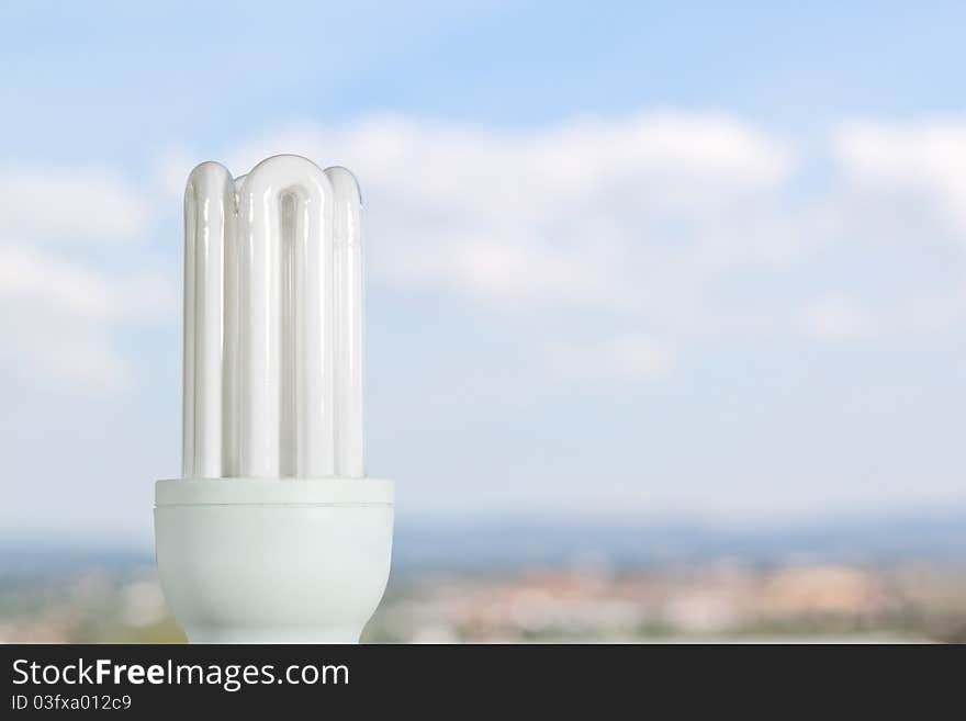 Fluorescent lamp against the sky