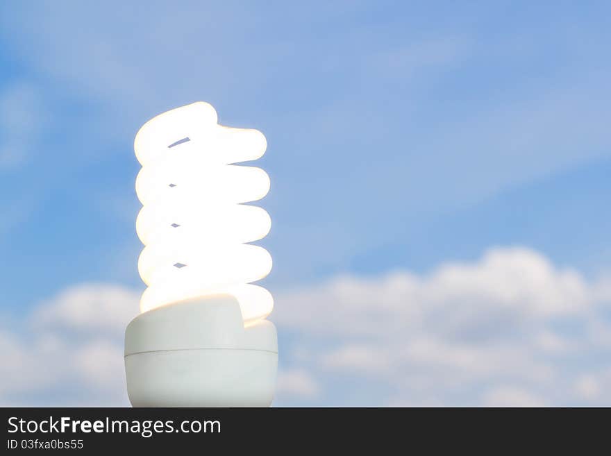 Fluorescent lamp against the sky