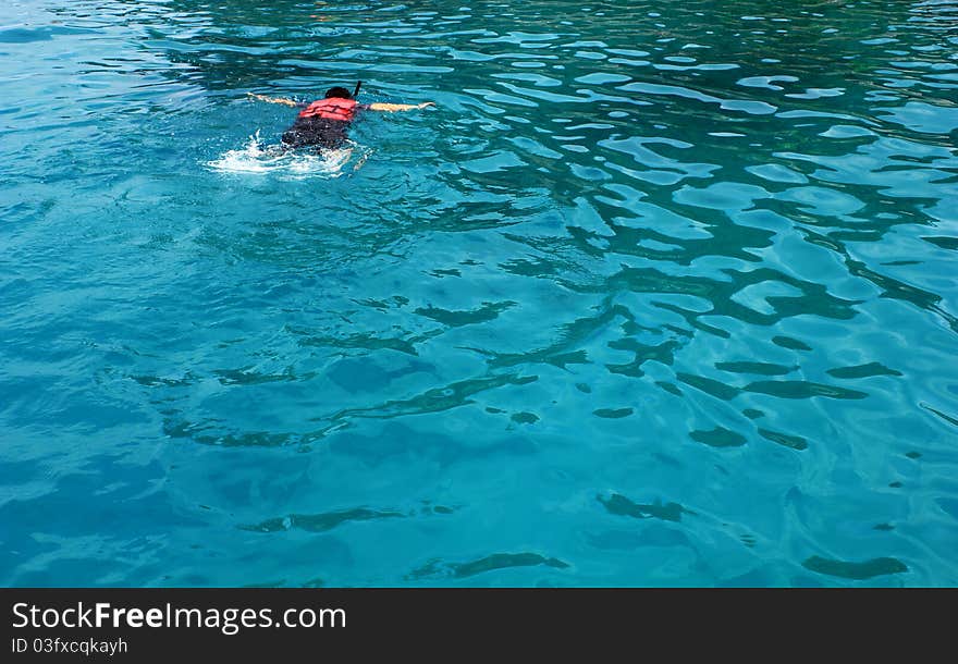 Diving in Blue sea.