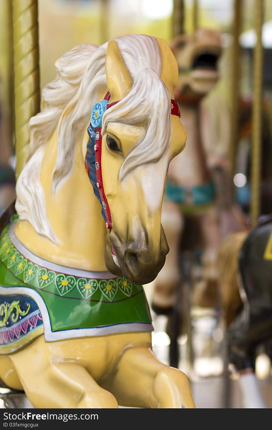 View of a merry-go-round horse ride.