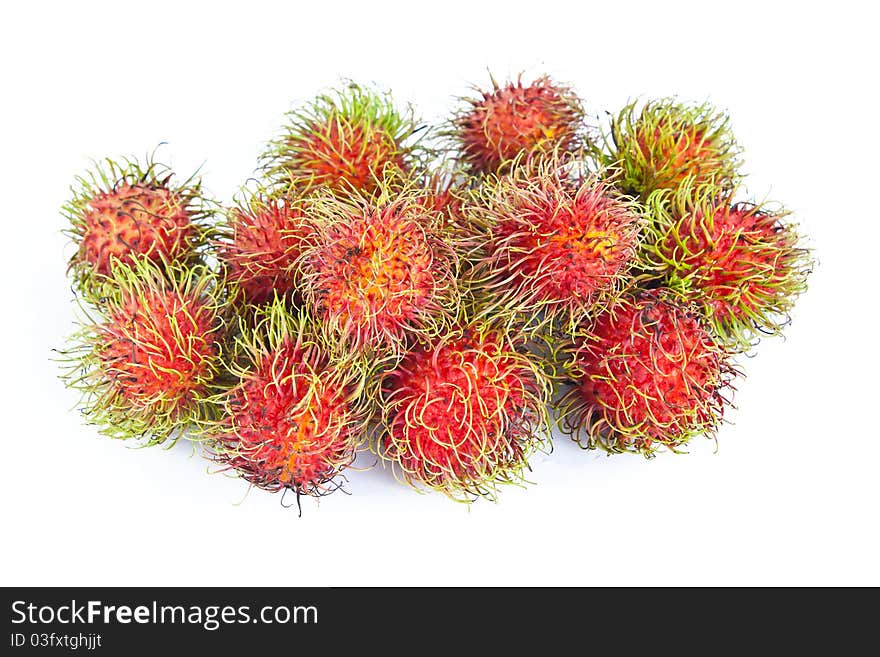 Rambutan Fruits Isolated On White Background