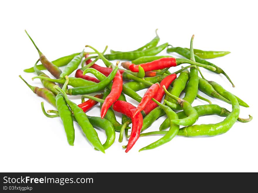 Peppers on white background of thailand