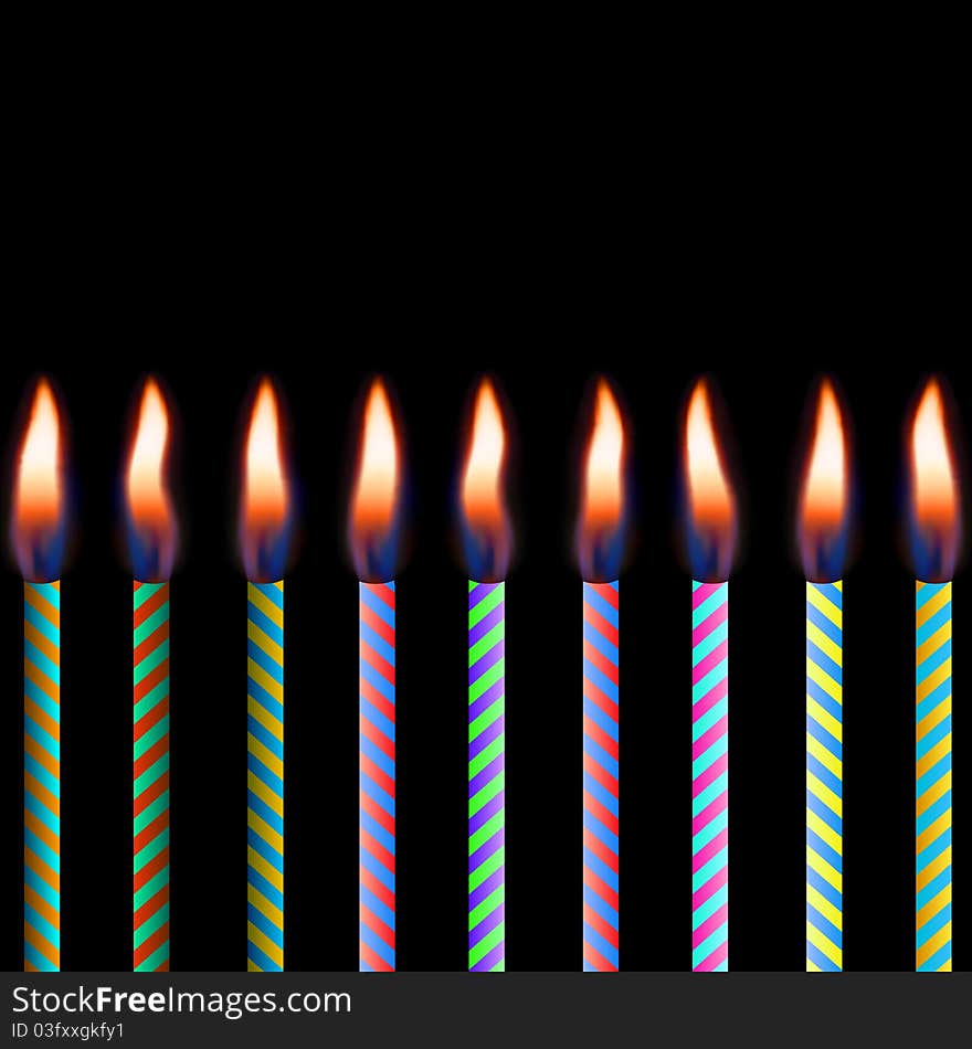 Candles on black background. EPS 8 file included