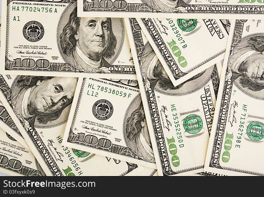 Heap of dollars, money background