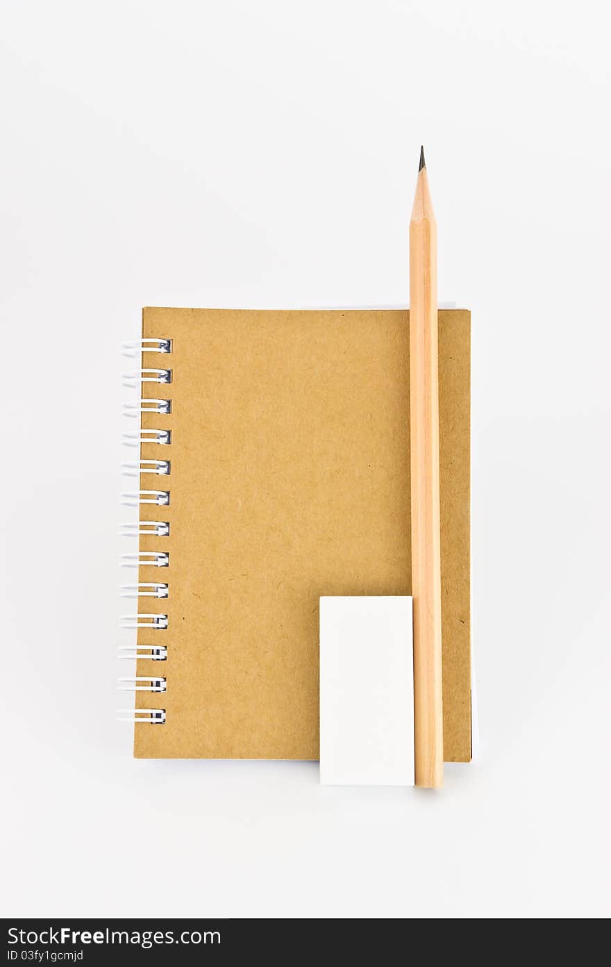 A set of recycle stationary, consisting of notebook, pencil, rubber