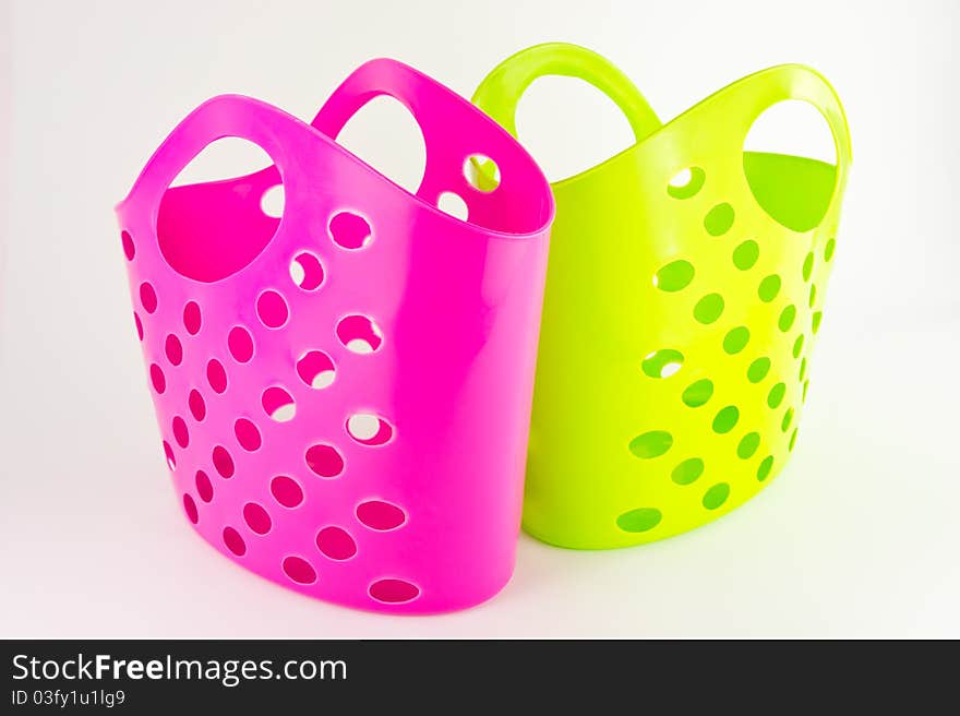 Two plastic basket