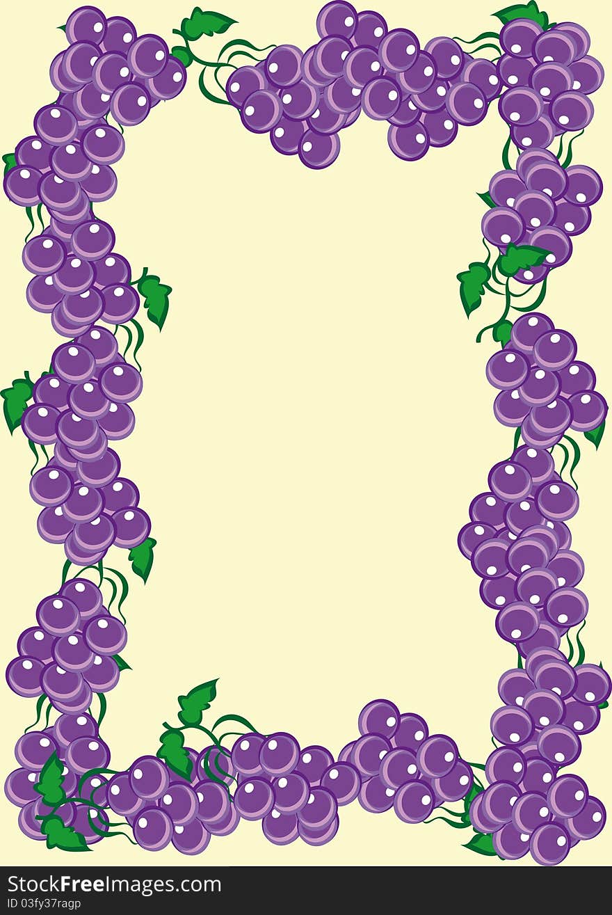 Abstract frame from rods of dark blue grapes. Illustration