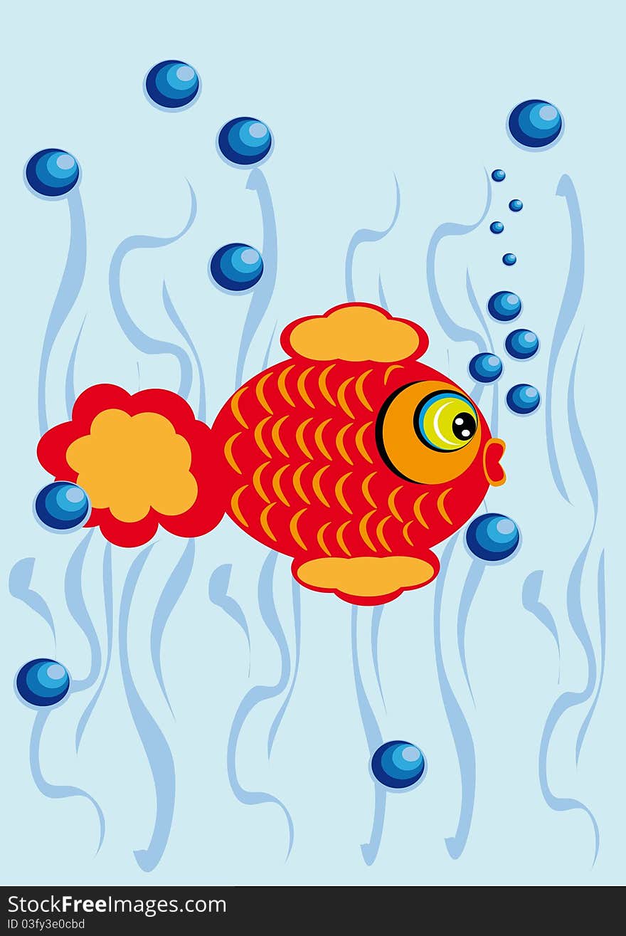 Cartoon little fish on isolated background. Illustration. Cartoon little fish on isolated background. Illustration.