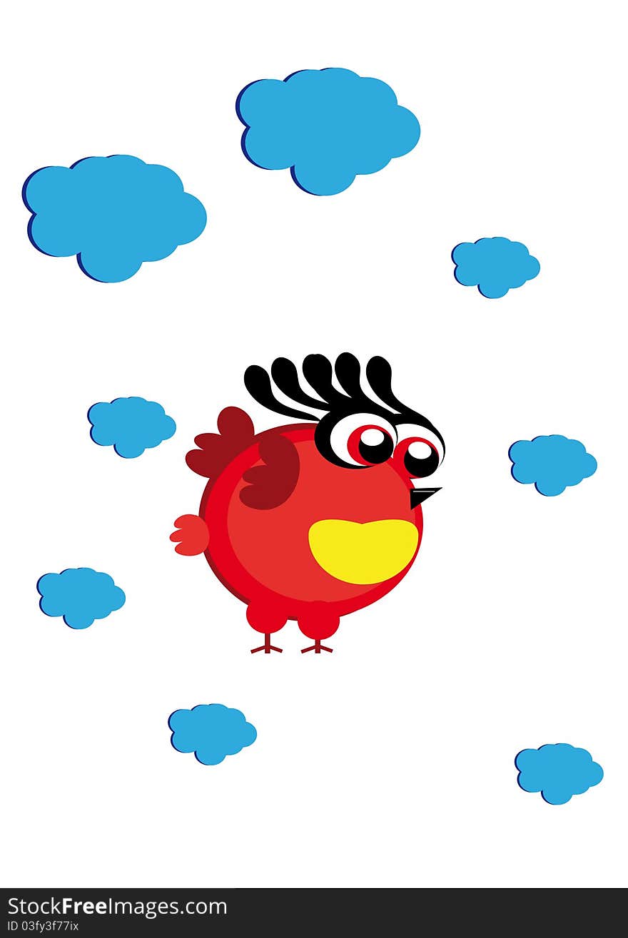 Cartoon little bird on isolated background. Illustration. Cartoon little bird on isolated background. Illustration.