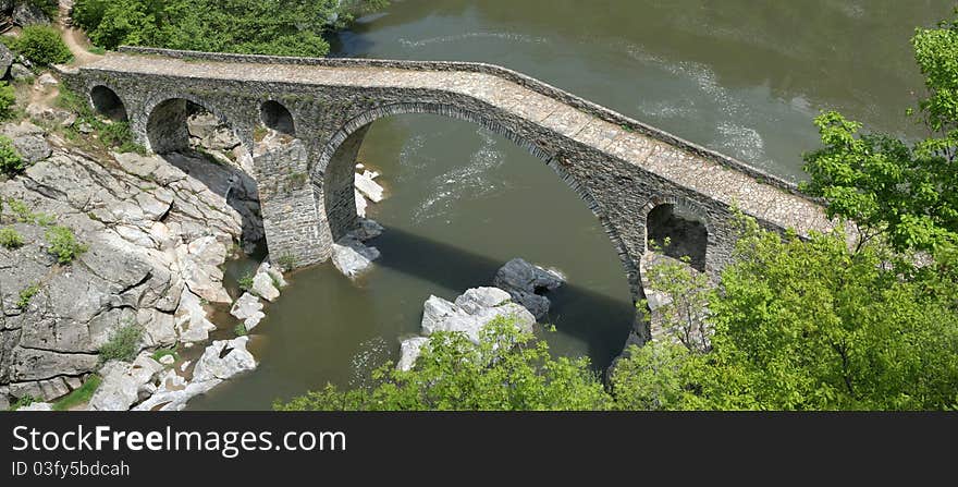 Old stone devil's bridge in Bulgaria