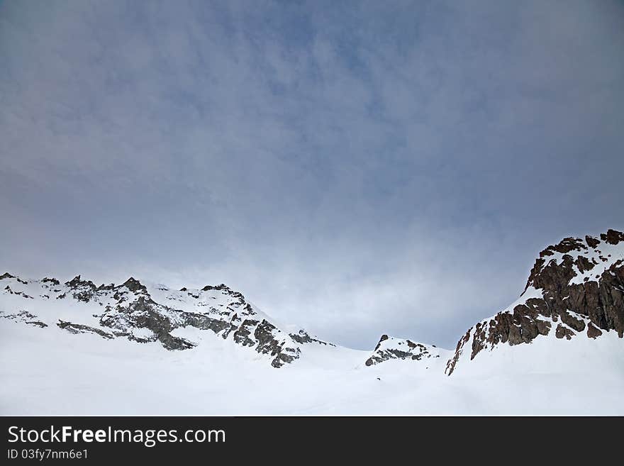 Presena Peak and its glacier, 3065 meters on the sea-level. Trento province, Trentino-Alto Adige region, Italy