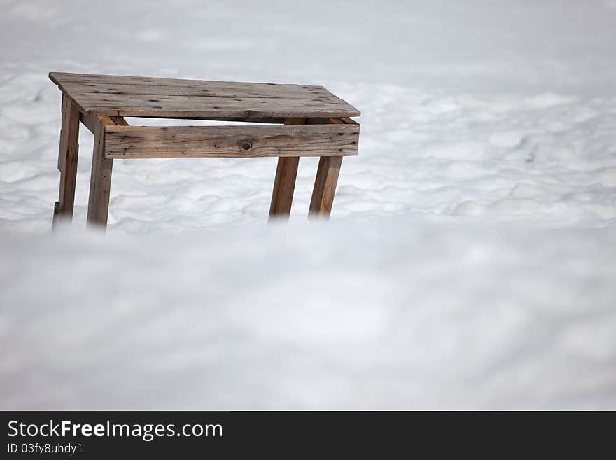 Wooden table of the first global war missing in the middle of Presena Glacier, Italy