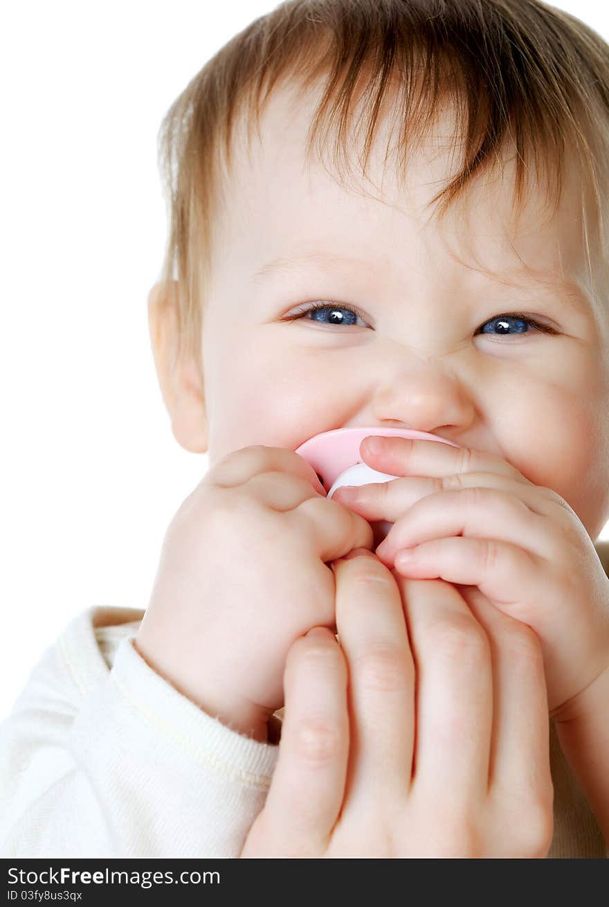 Bright closeup portrait of adorable baby