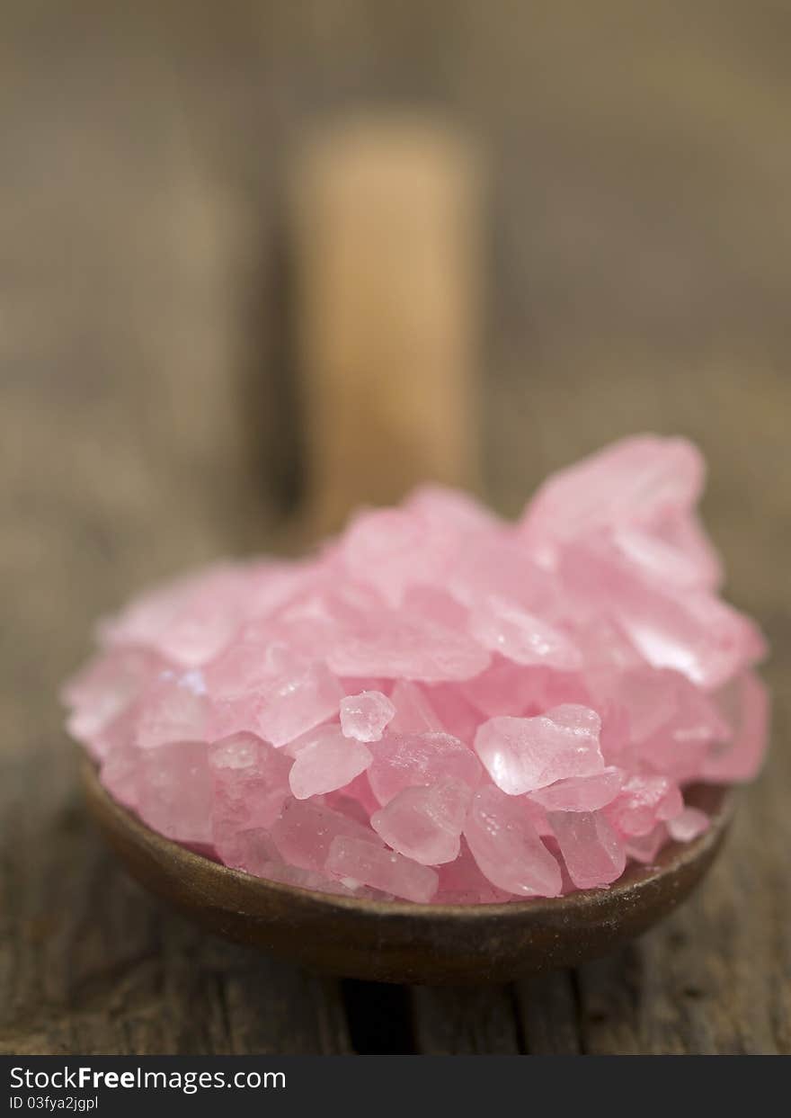 Pink bathing salt